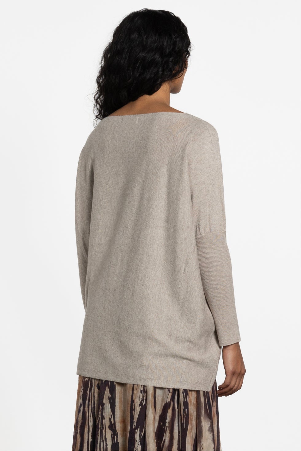 Cece Dropped Shoulder Long Sleeve Knit Top in Neutral