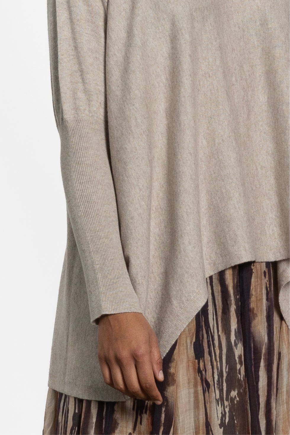 Cece Dropped Shoulder Long Sleeve Knit Top in Neutral