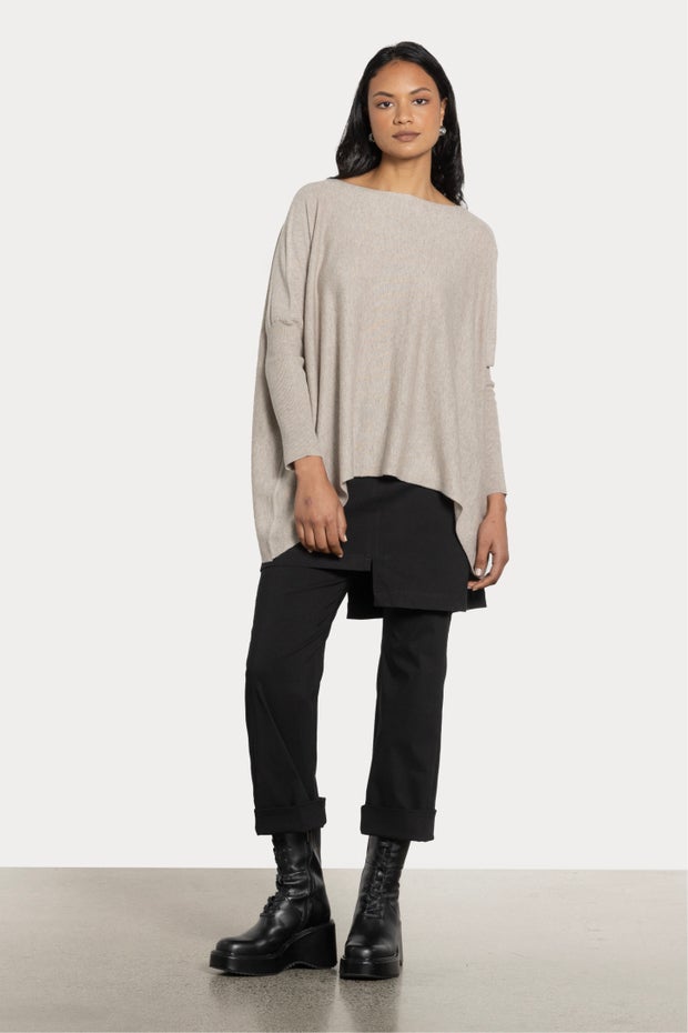 Chapter Asymmetric Skirt Pant in Black