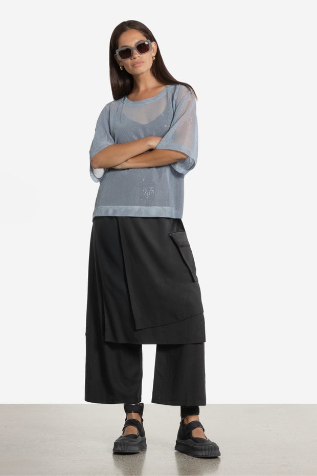 Chase Asymmetric Layered Pants in Black
