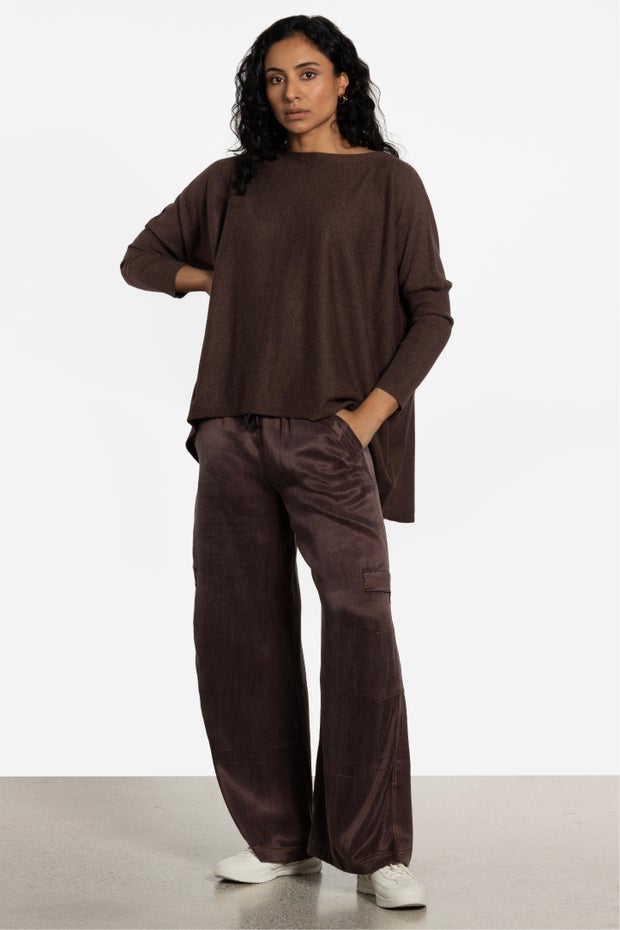 Chicago Cargo Pocket Wide Leg Pant in Brown