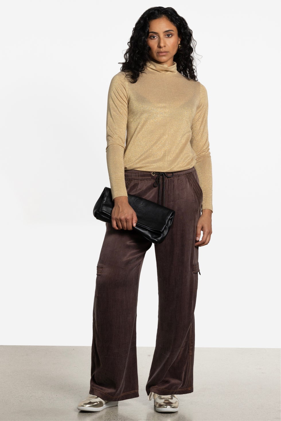 Chicago Cargo Pocket Wide Leg Pant in Brown
