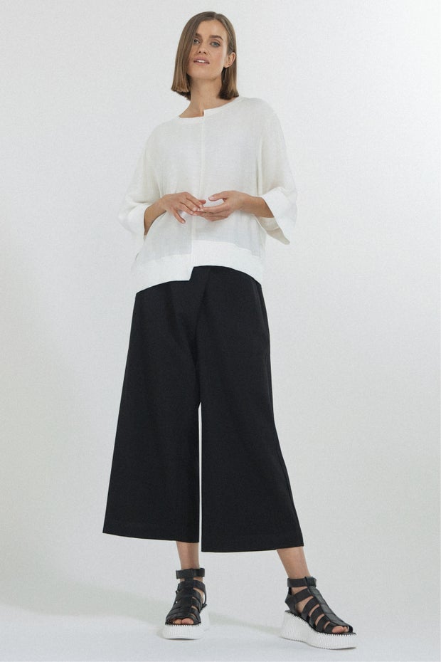 Chiyo Cropped Wide Leg Pant in Black