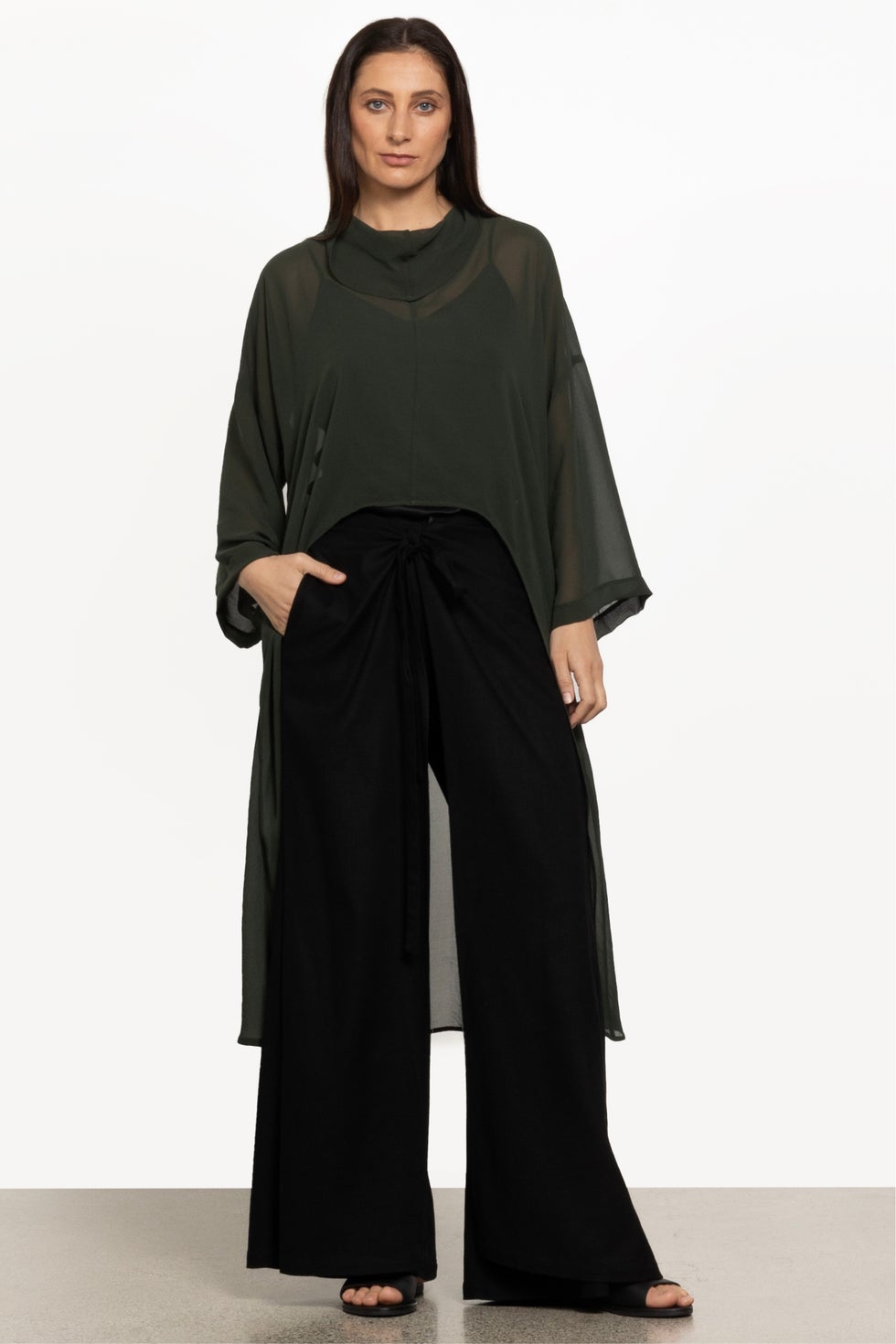 Christie High-low Chiffon Top in Green