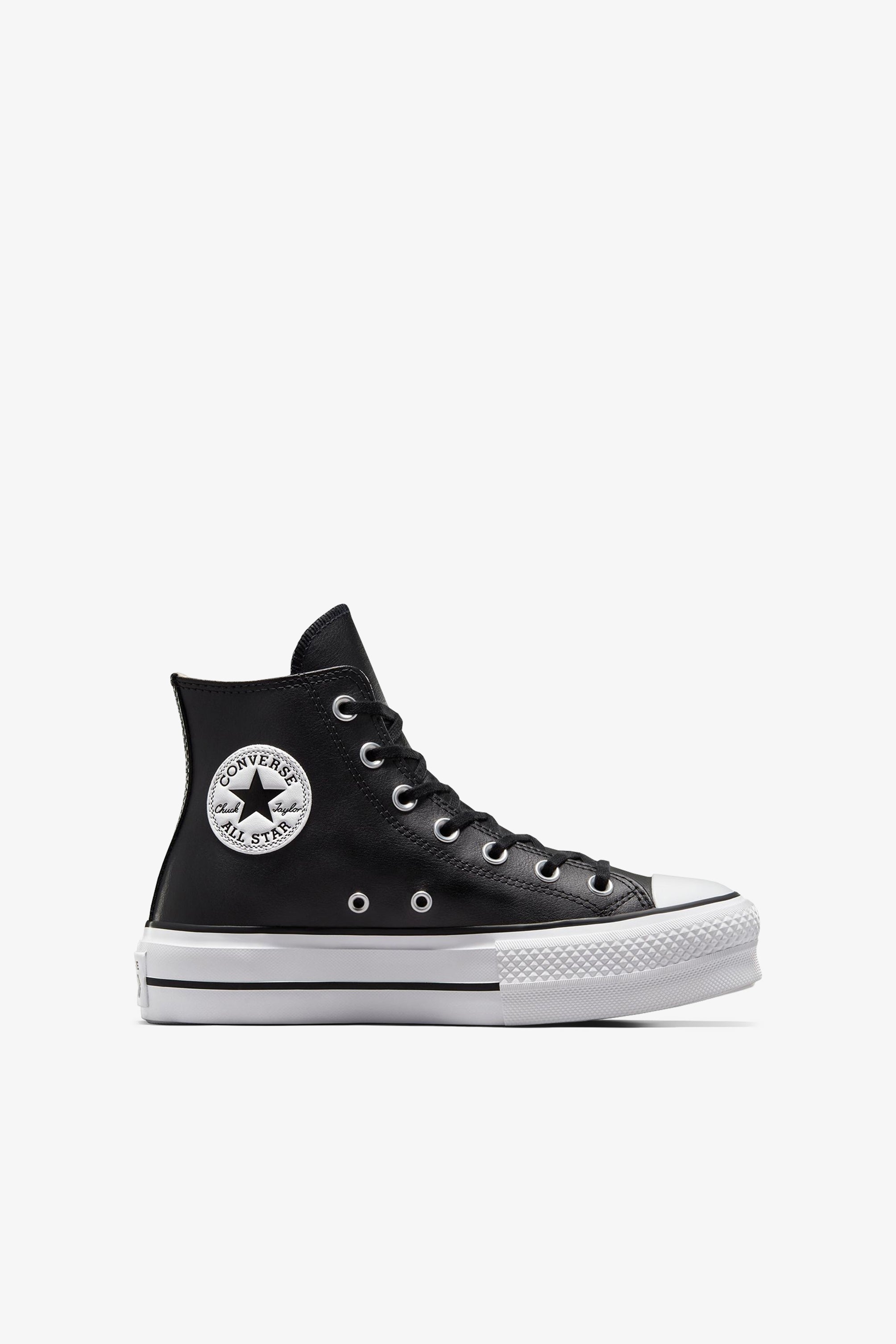 Chuck Taylor Platform Leather High Tops in Black CONVERSE