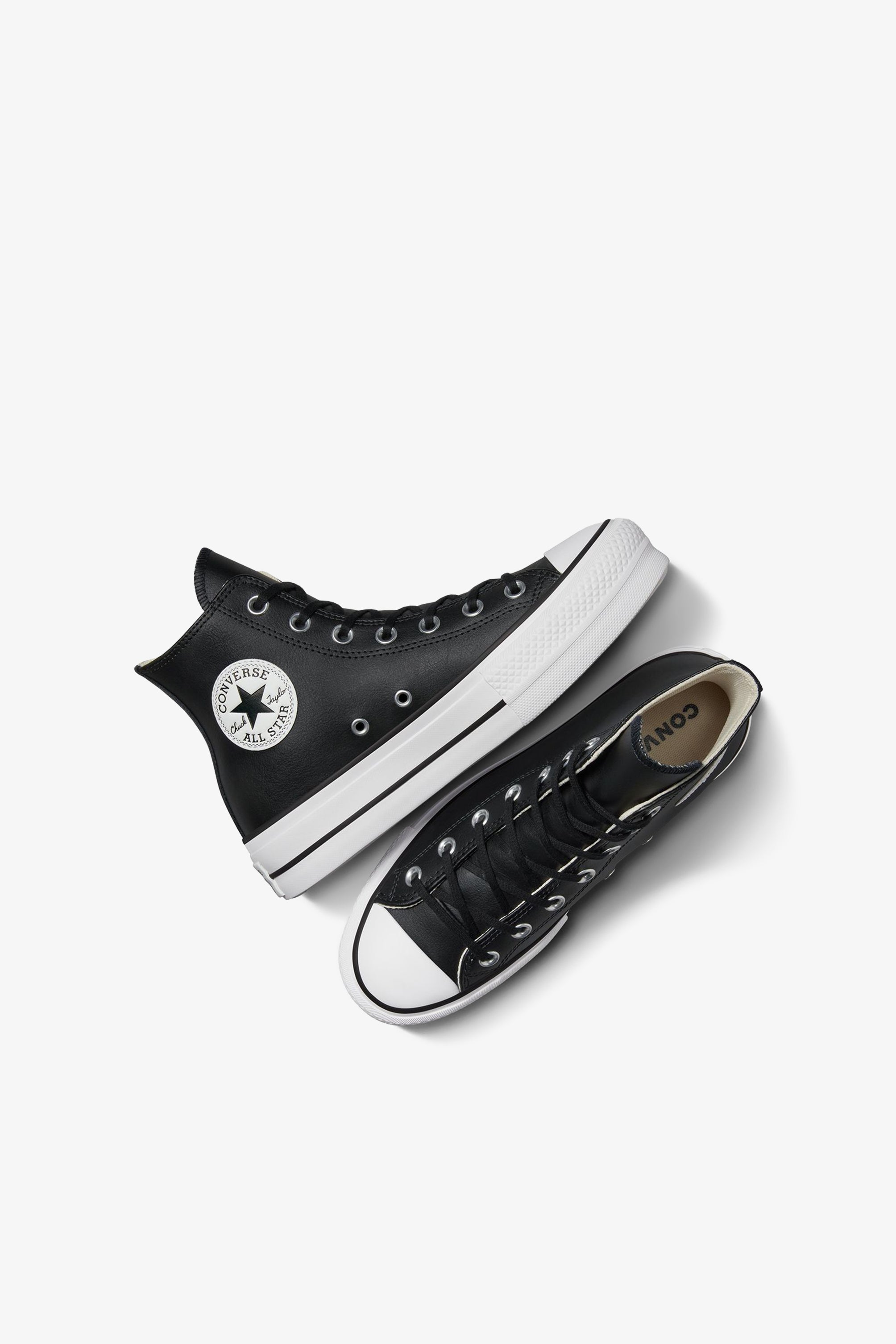 Chuck Taylor Platform Leather High Tops in Black CONVERSE
