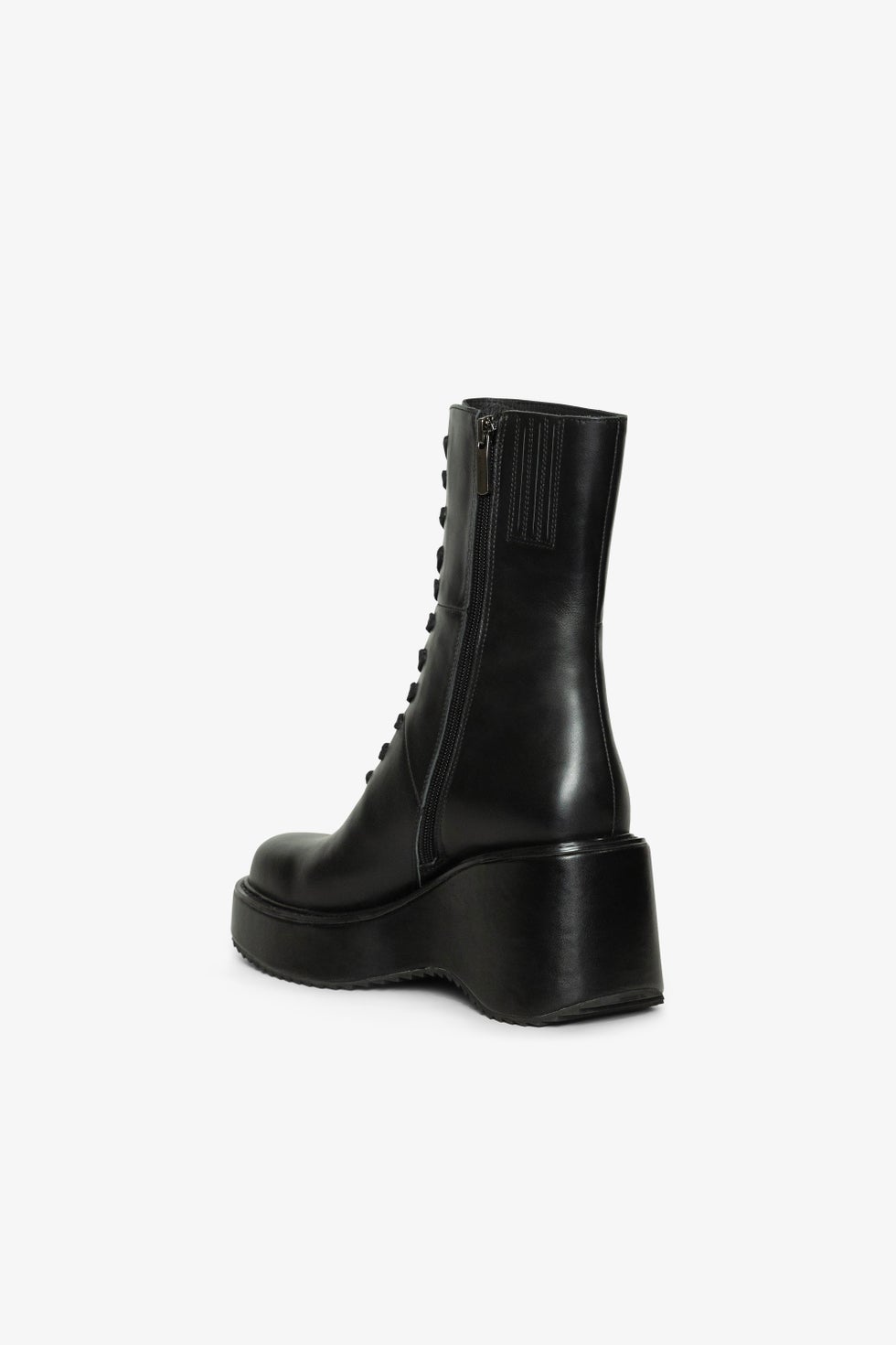 Cira Lace-up Wedge Boot in Black