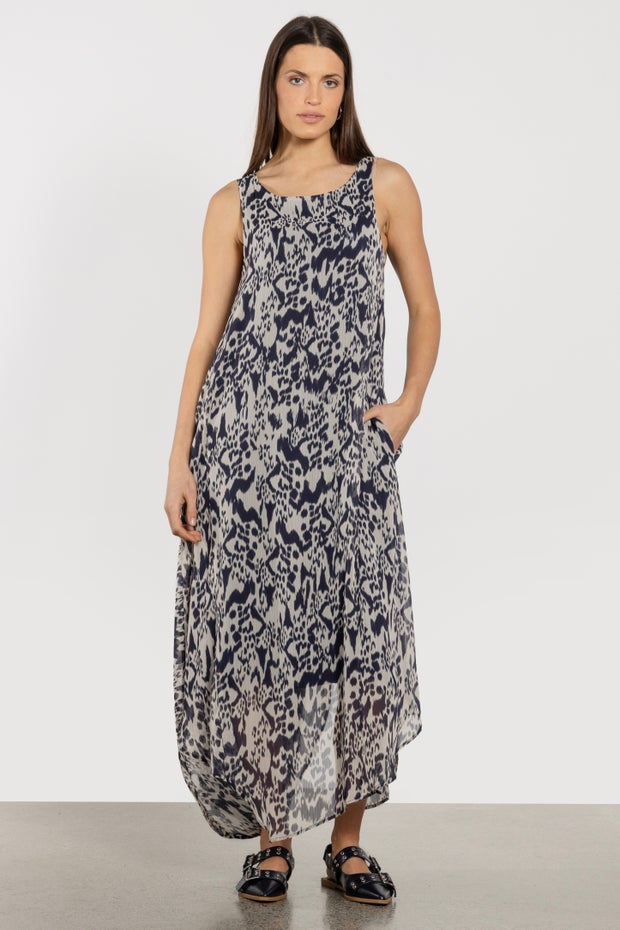 Constance Asymmetric Hem Dress in Print