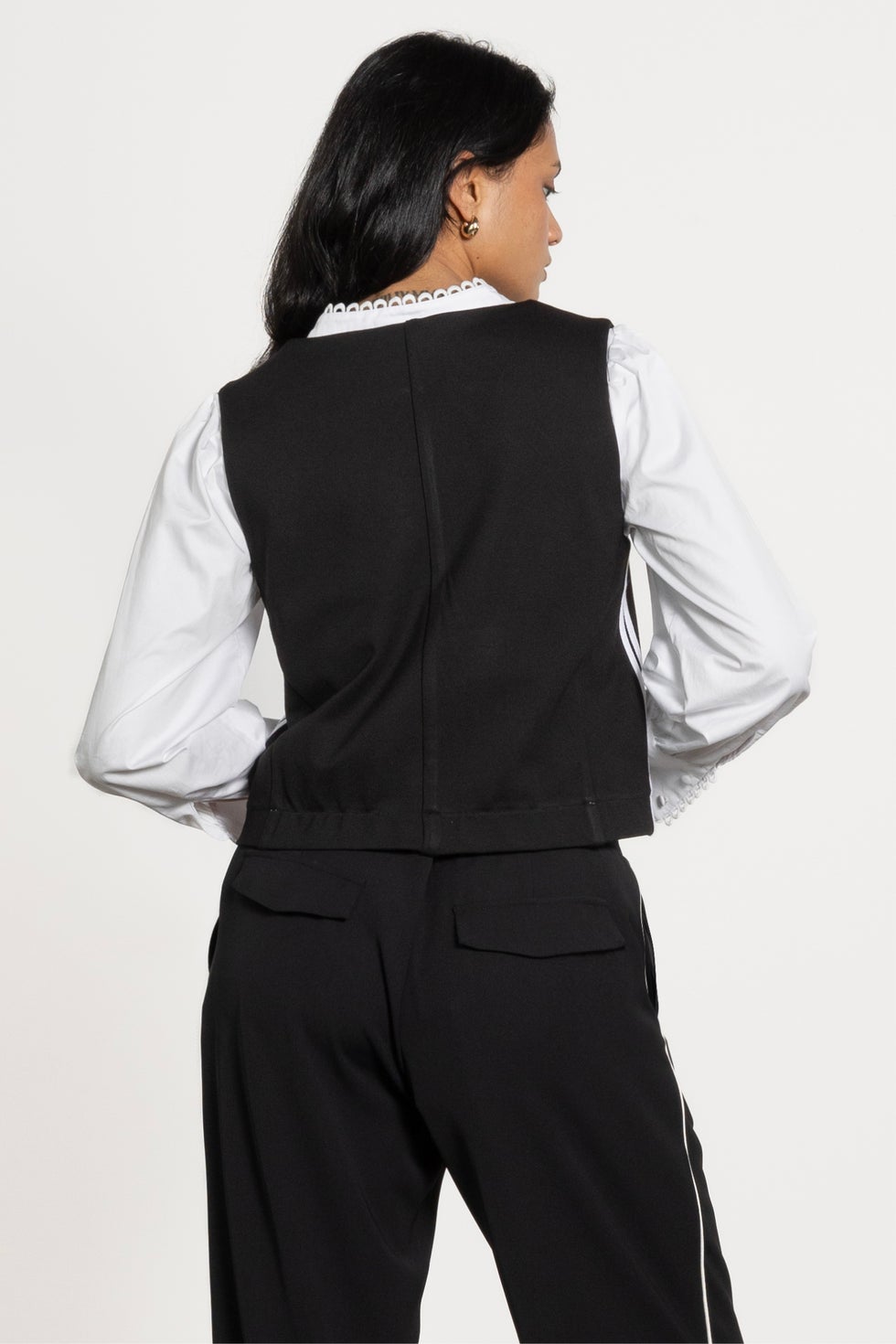 Cooper Side Stripe Stretch Waistcoat in Black