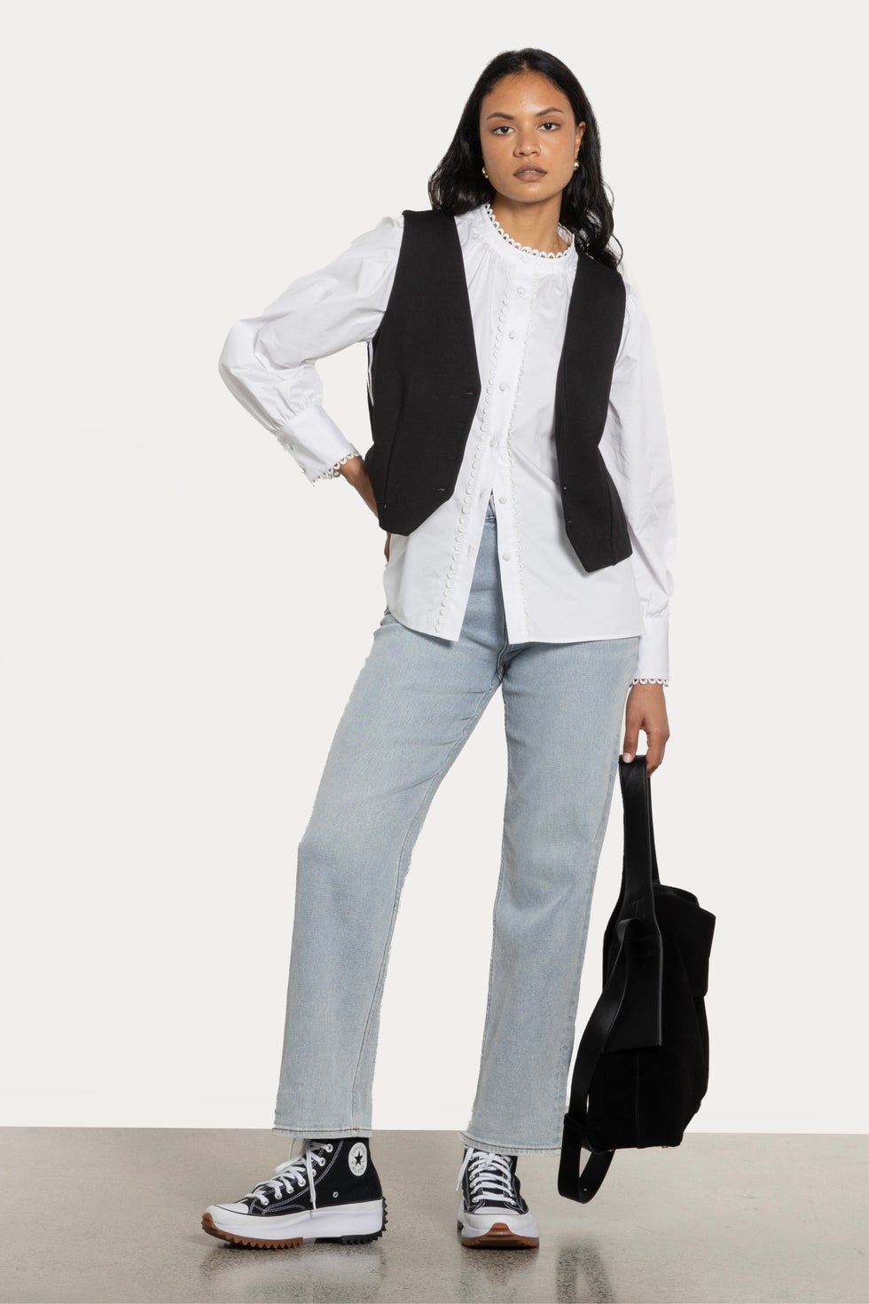 Cooper Side Stripe Stretch Waistcoat in Black
