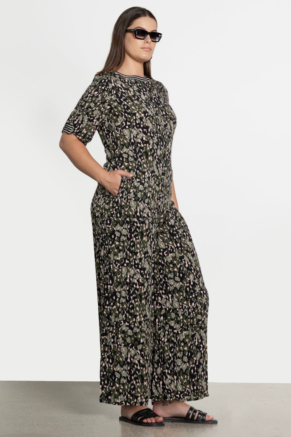 Cora Animal Print Jumpsuit in Green