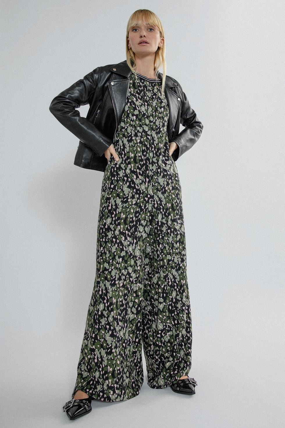 Cora Animal Print Jumpsuit in Green