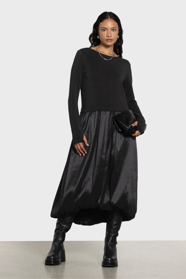 Credence Bubble Skirt Dress in Black