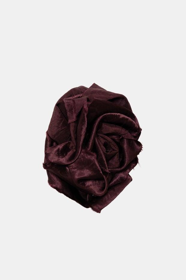 Crushed Satin Rose Brooch in Red