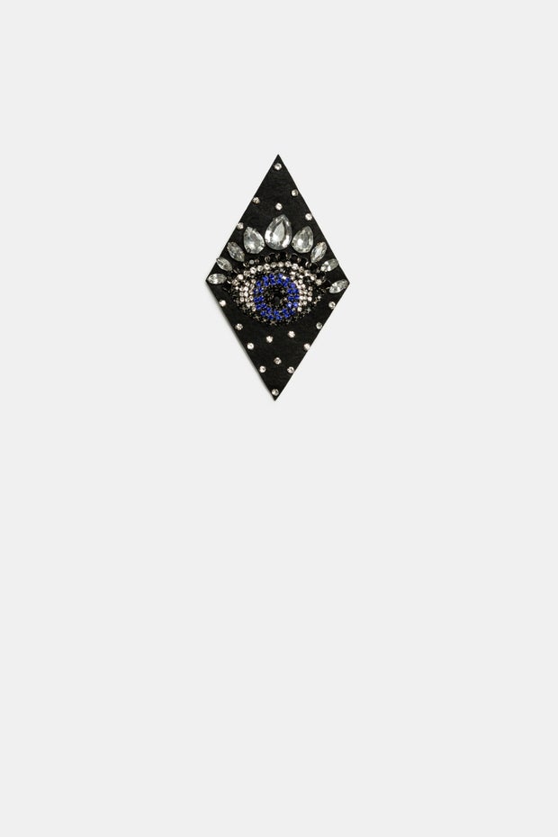 Crystal Eye Brooch in Blue