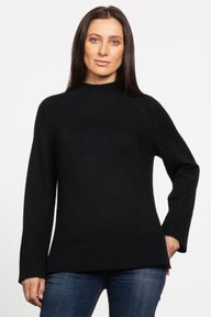 Crystal High Neck Knit Jumper in Black