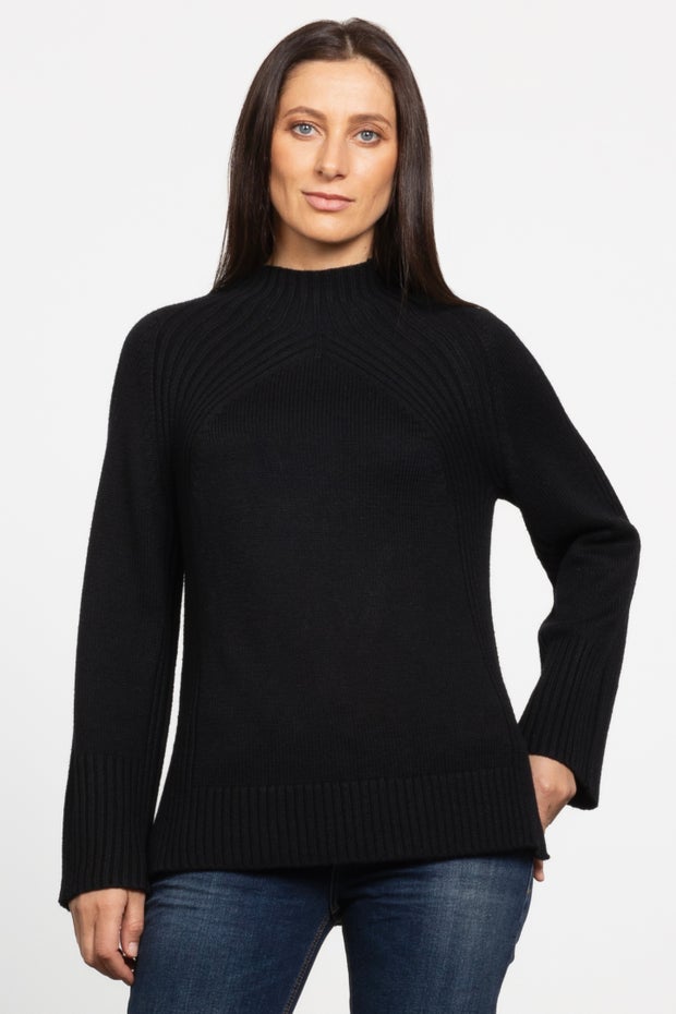 Crystal High Neck Knit Jumper in Black