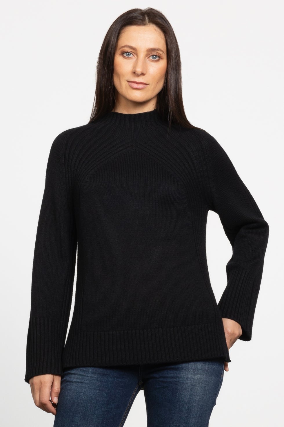 Crystal High Neck Knit Jumper in Black