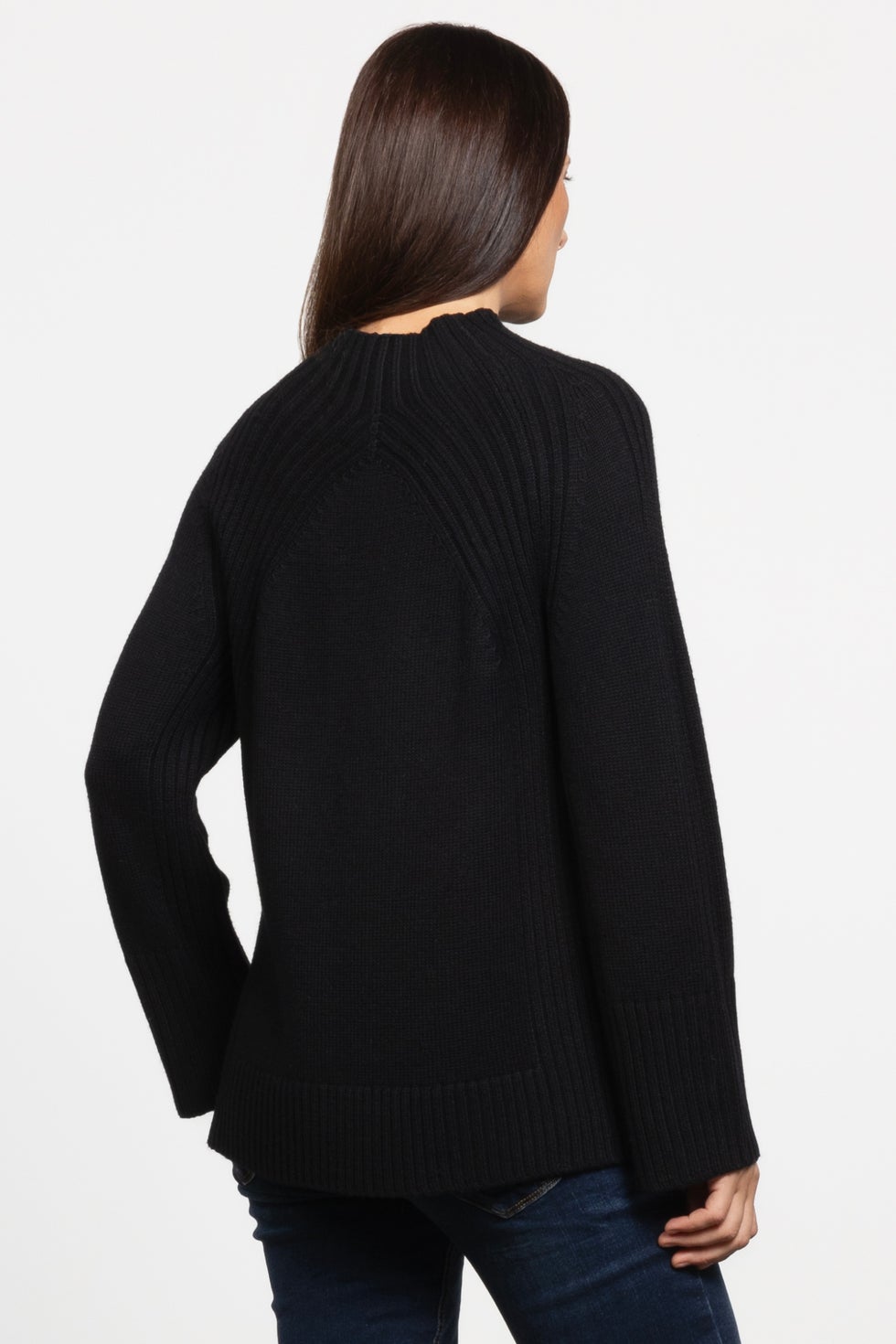 Crystal High Neck Knit Jumper in Black