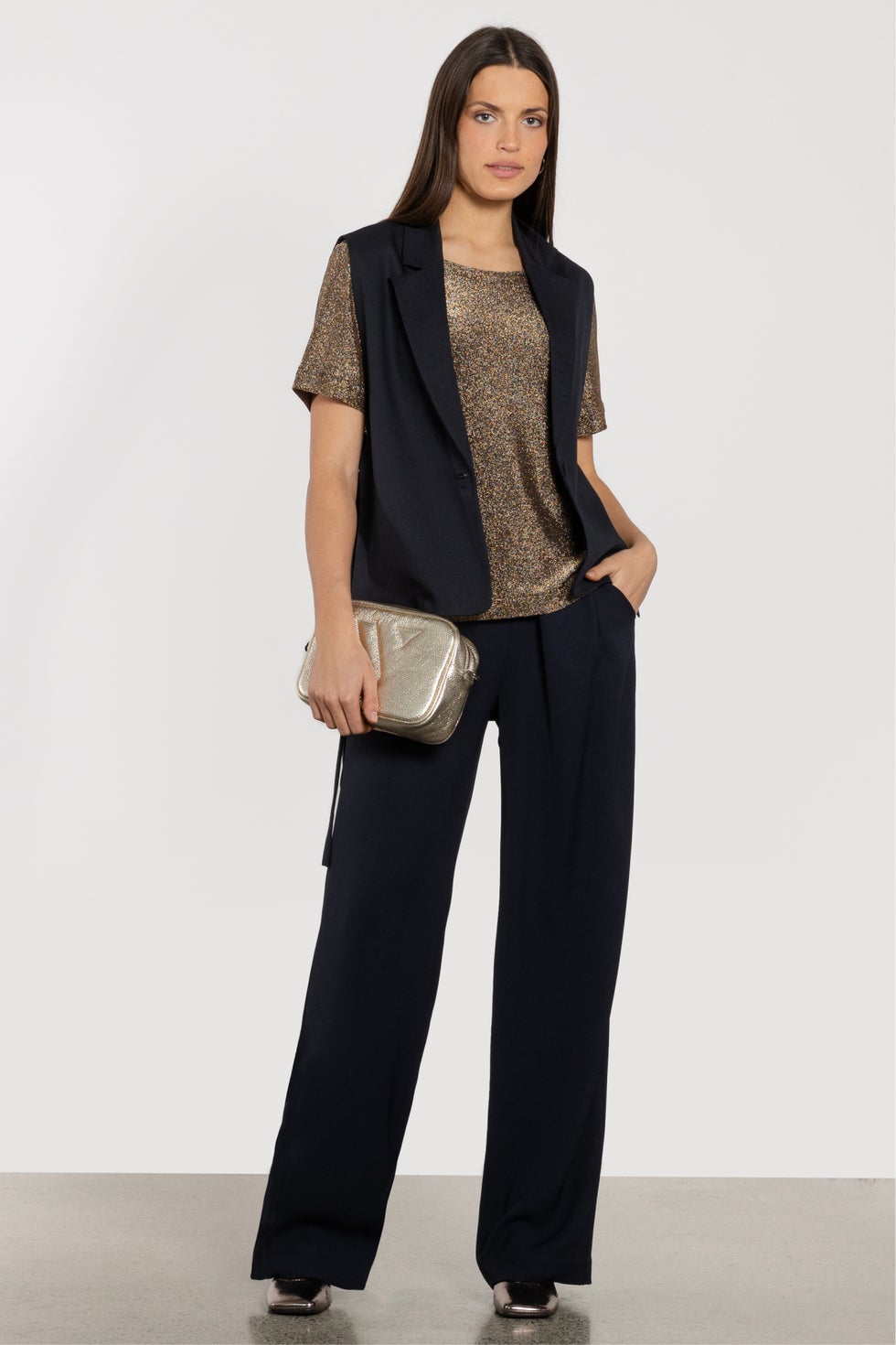 Dakota Wide Leg Pant in Blue