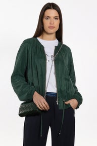 Destination Zip Front Bomber Jacket in Green