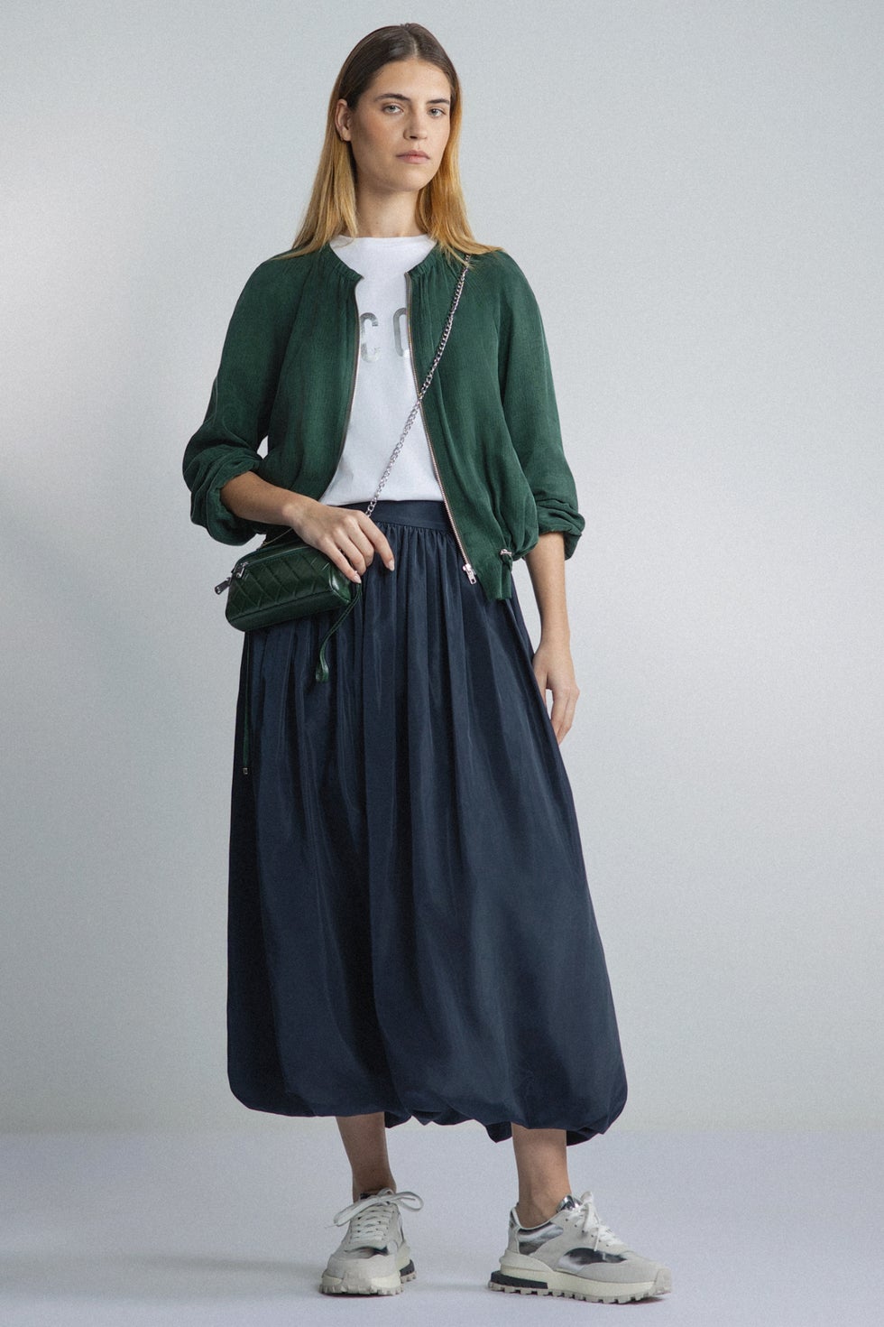 Destination Zip Front Bomber Jacket in Green