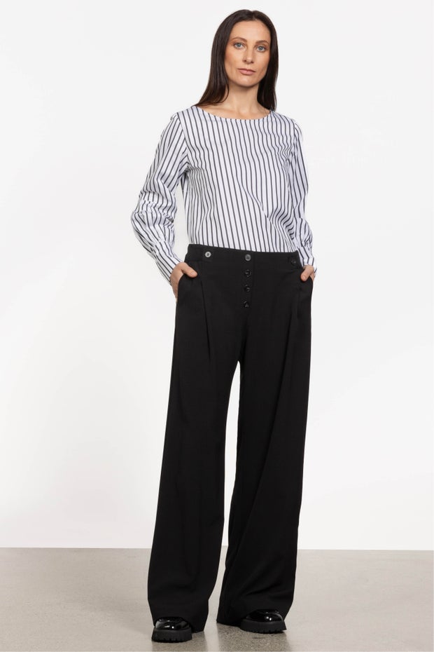 Deveraux Wide Leg Pant in Black