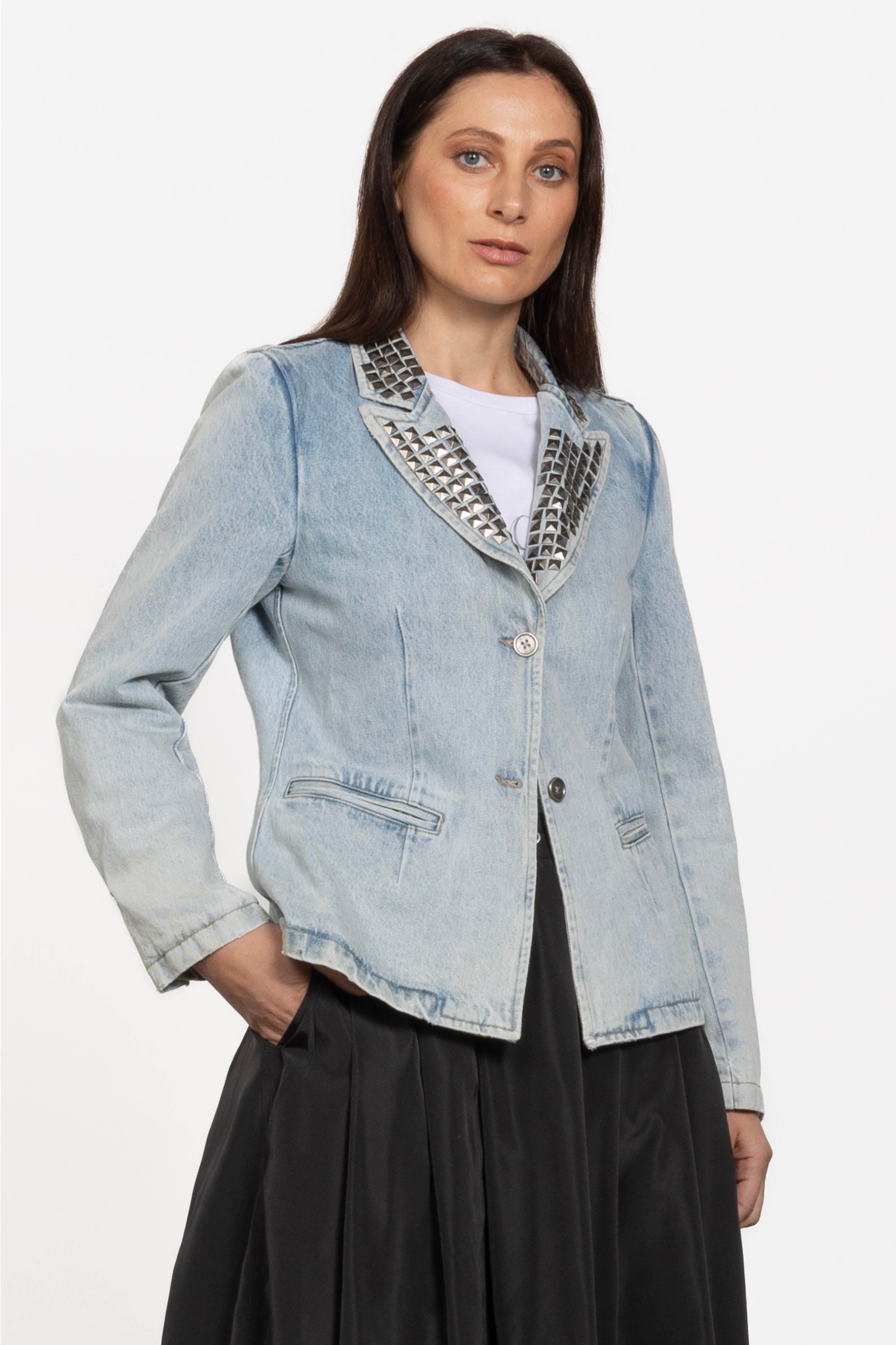 定価42.5万 25SS超最新作・極美品 J.C. DENIM BLAZER48 Studded Denim Blazer - Diamonde | One Teaspoon
