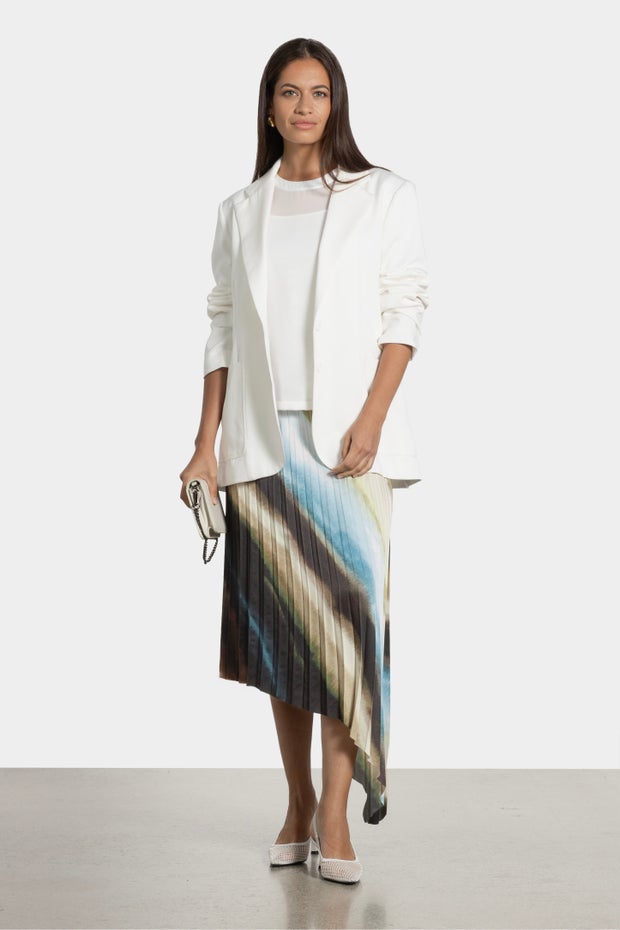 Diva Asymmetric Pleated Skirt in Print
