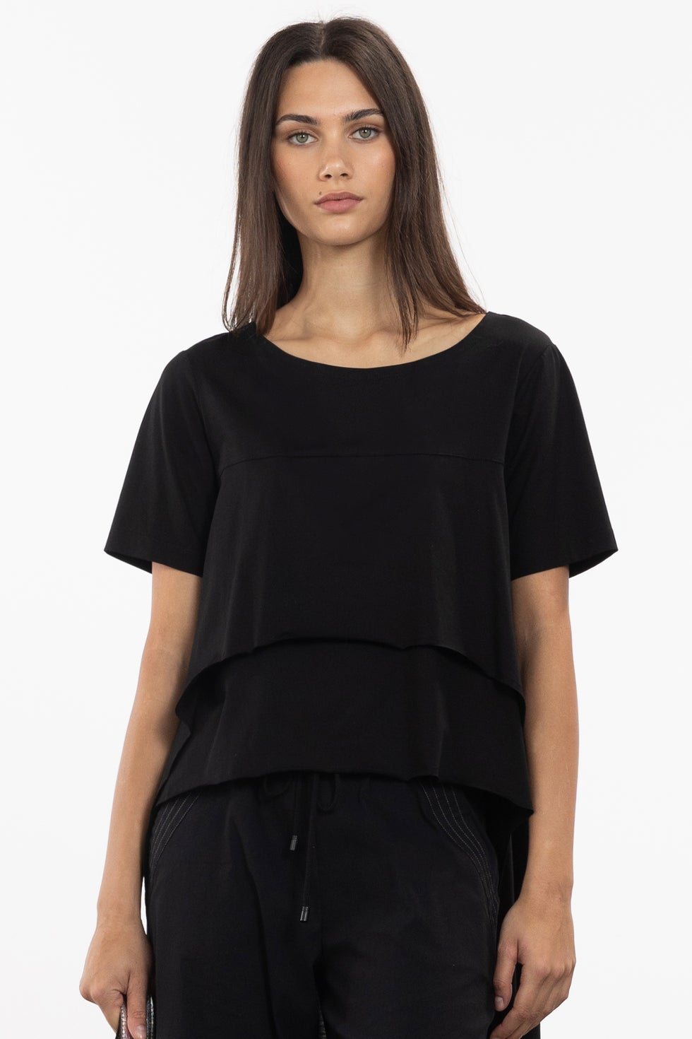 Donna Layered Top in Black | Repertoire