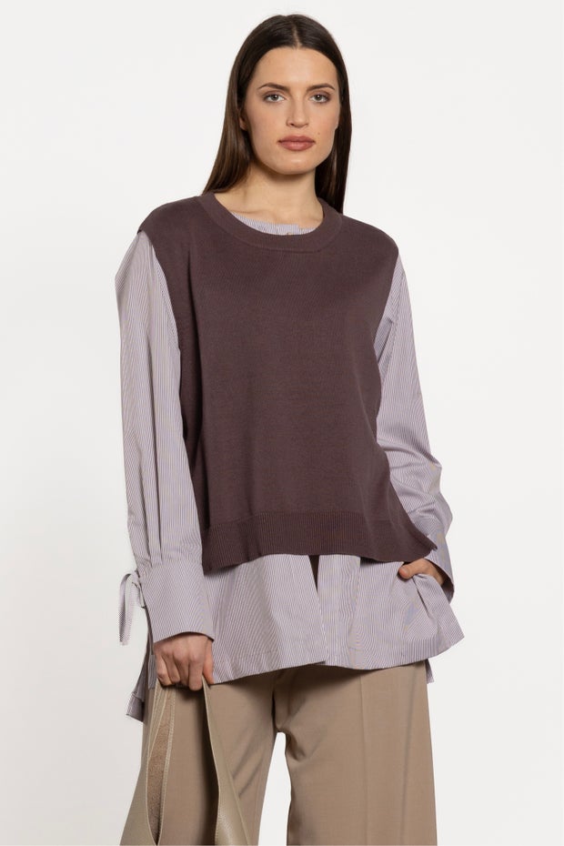 Eden Knitted Side Tie Gilet in Purple