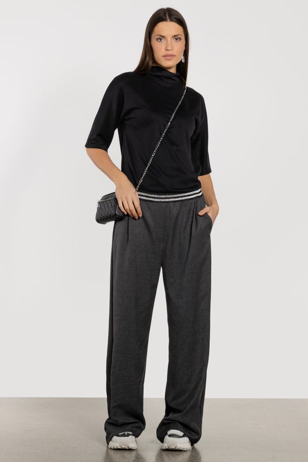 Edward Wide Leg Side Stripe Pant in Grey