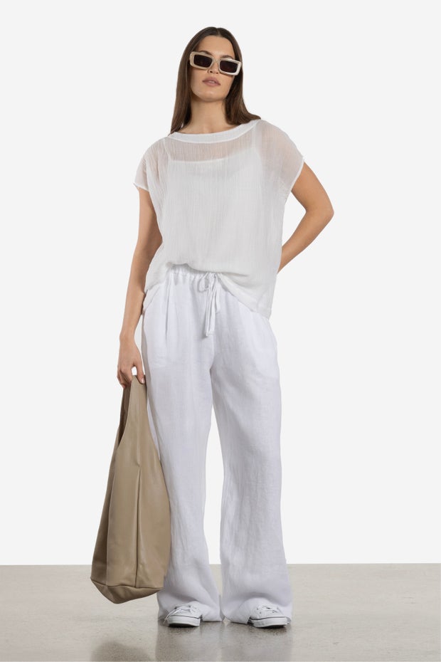 Enzo Sheer Top With Cami in White