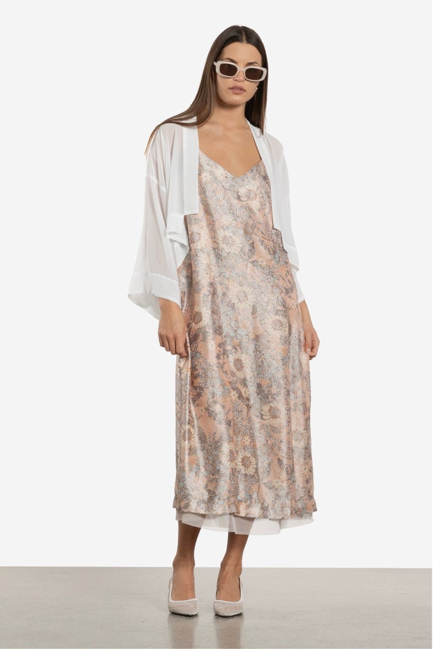 Eternal Floral Jacquard Long Dress in Print
