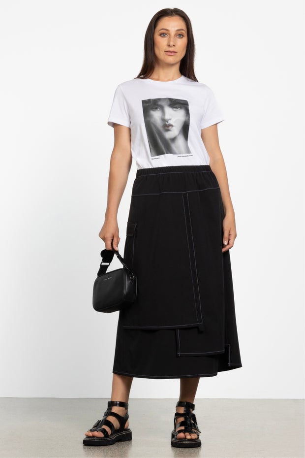 Etienne Asymmetric Layered Skirt in Black