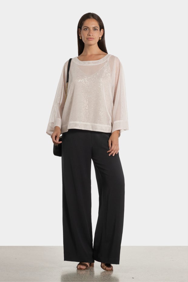 Fiesta Shimmer Mesh Top in Pink