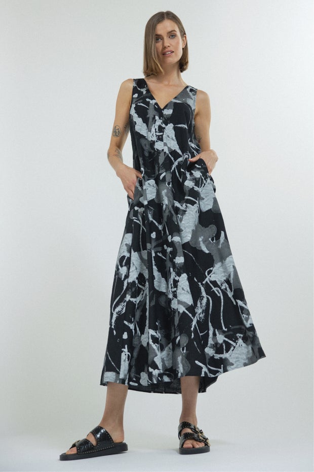 Flow Sleeveless Long Dress in Print