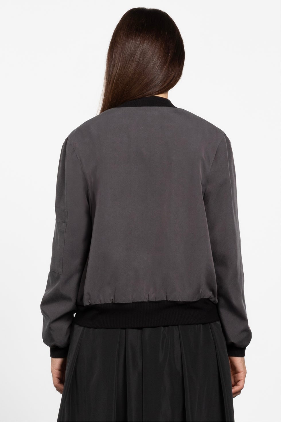 Frank Cropped Bomber Jacket in Grey