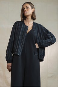 Frank Cropped Bomber Jacket in Stripe