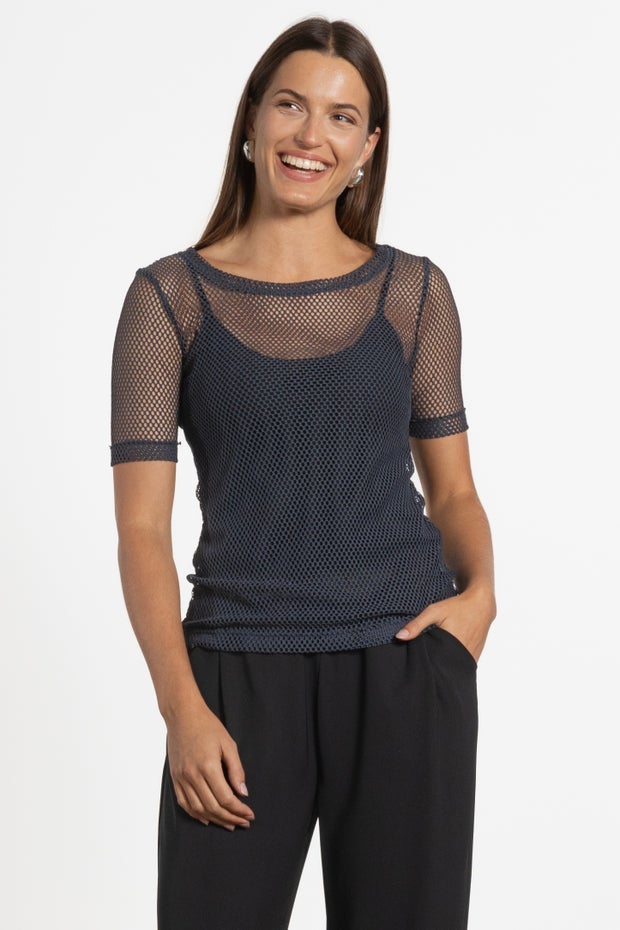 Gem Mesh Tee in Blue