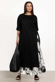 Gemini Cotton Shirt Dress in Black