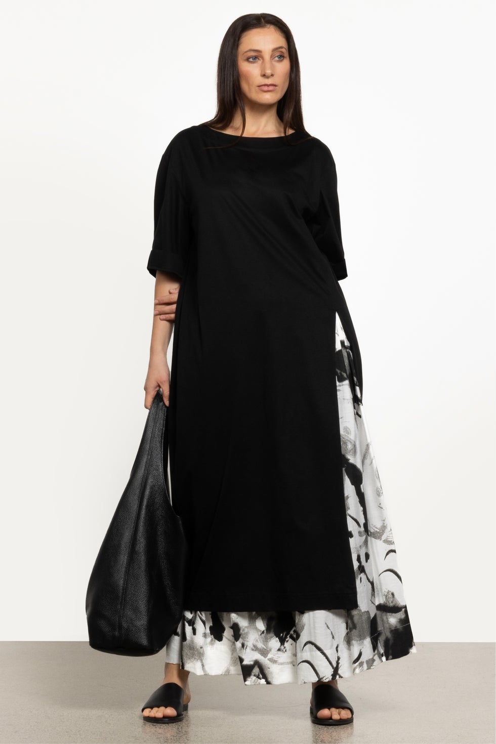 Gemini Cotton Shirt Dress in Black