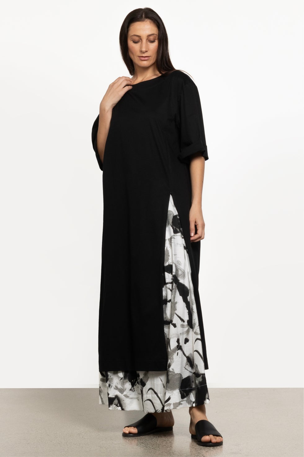 Gemini Cotton Shirt Dress in Black