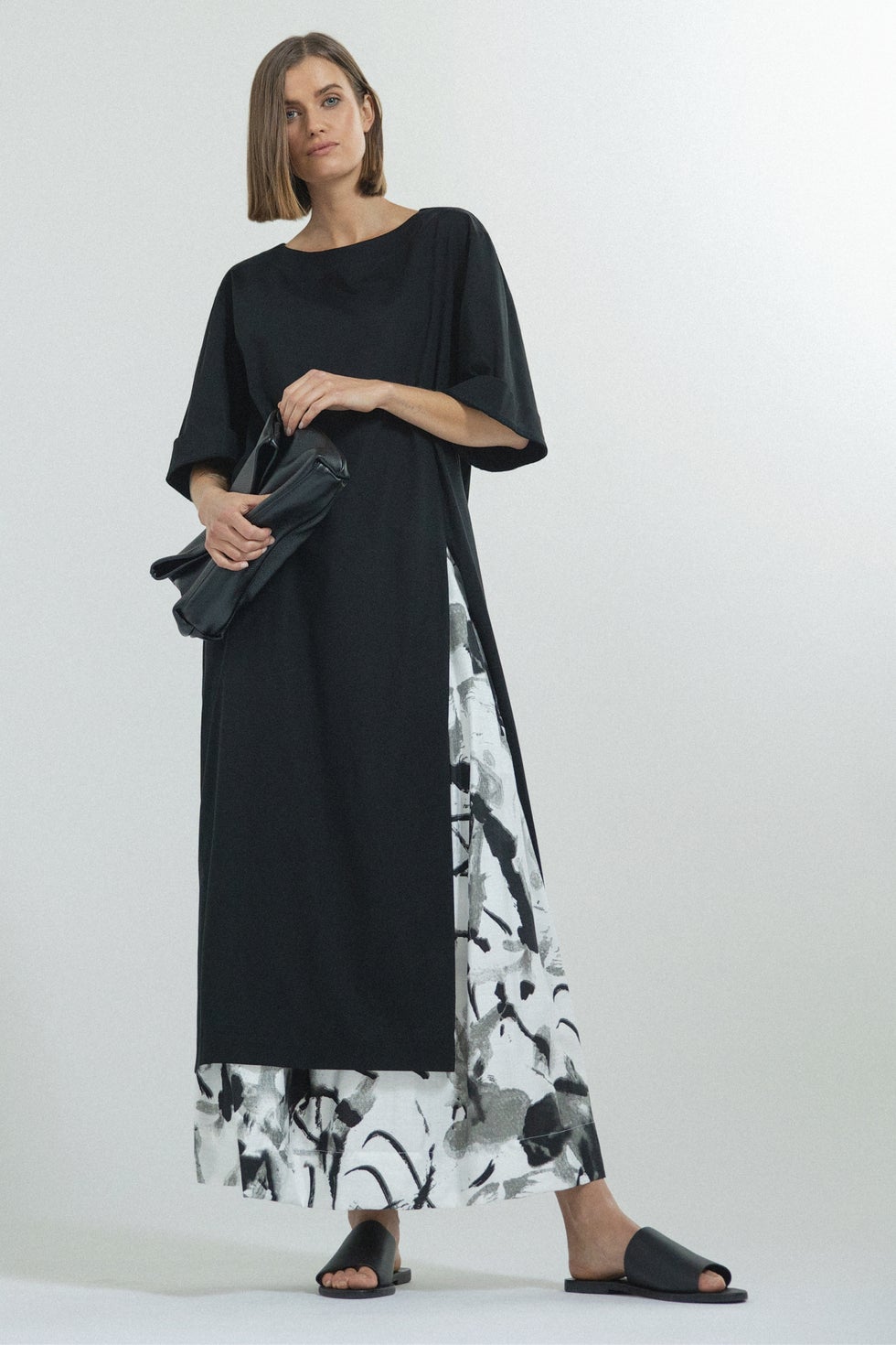 Gemini Cotton Shirt Dress in Black