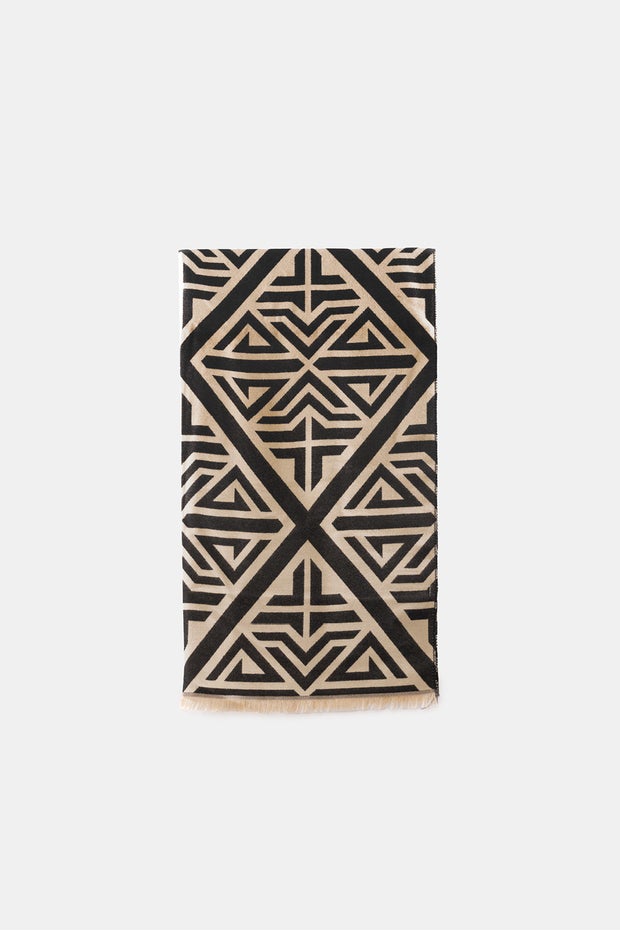 Geometric Oversized Scarf in Black