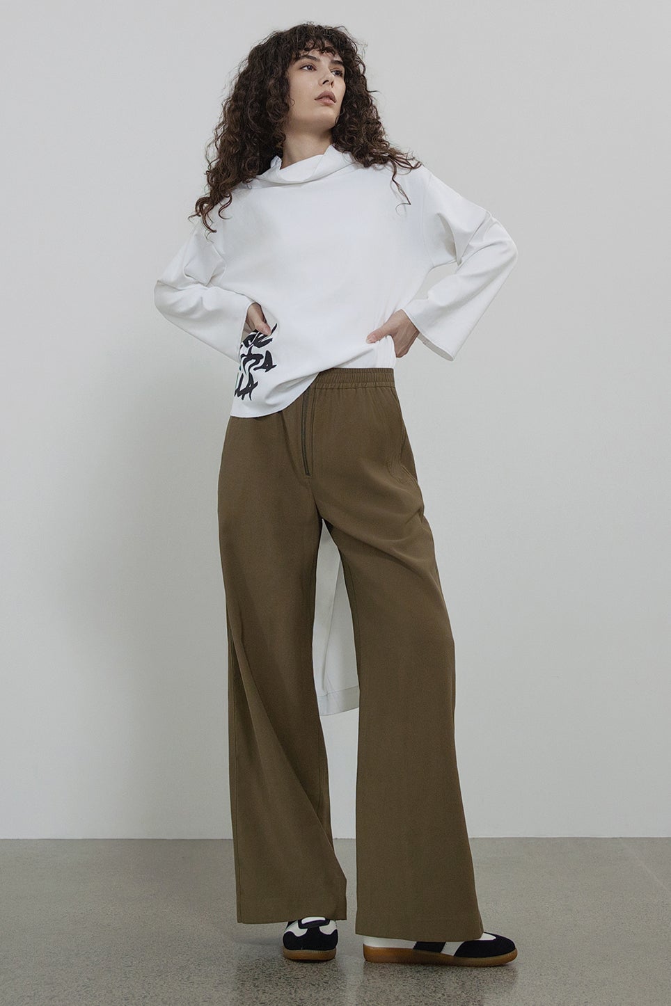 Georgie Wide Leg Pant in Green