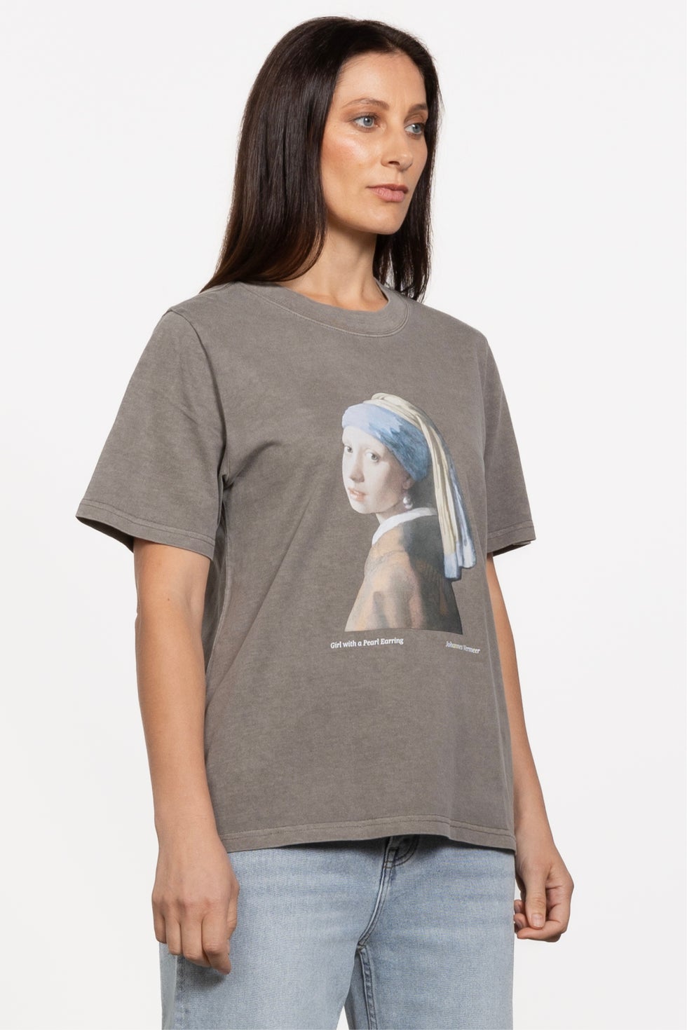 Girl With The Pearl Tee in Grey