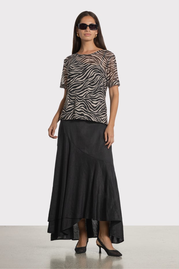 Glam Mesh Tee With Cami in Brown