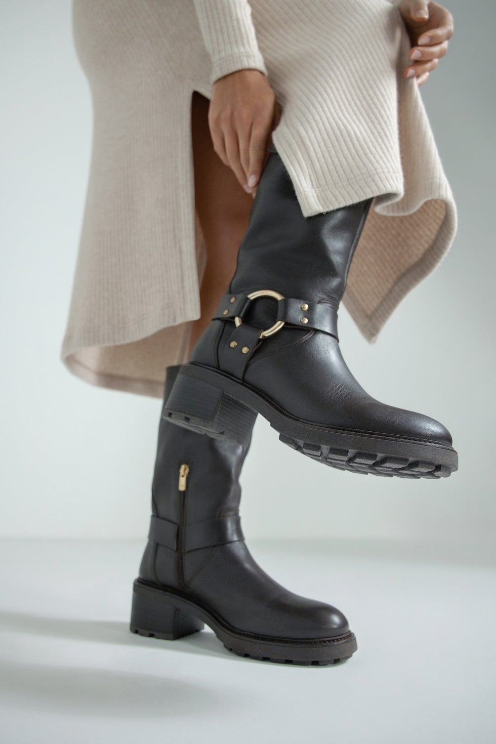 Grunge Mid Calf Boot in Brown