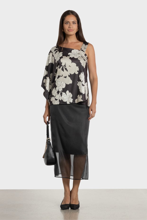 Hana Asymmetric Lined Top in Print
